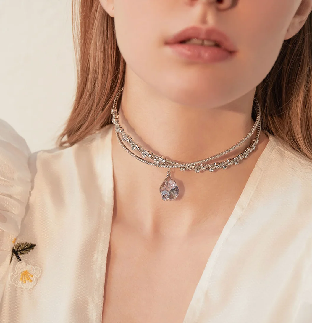 Simple Artificial Rhinestone Chain Multi Headband Dual-purpose Necklaces for women Fashion Jewelry