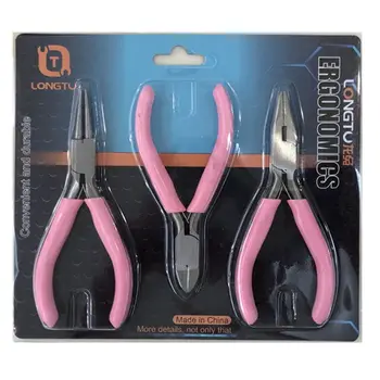 

3Pcs/Set Jewelry Pink Pliers Set Wire Cutting Bending Plier Jewelry Making Tools Kit