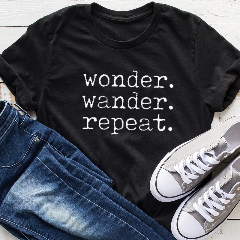 Wonder Wander повторяющаяся женская футболка с буквенным принтом Эстетическая футболка одежда Vogue Женская летняя Хлопковая женская футболка Прямая