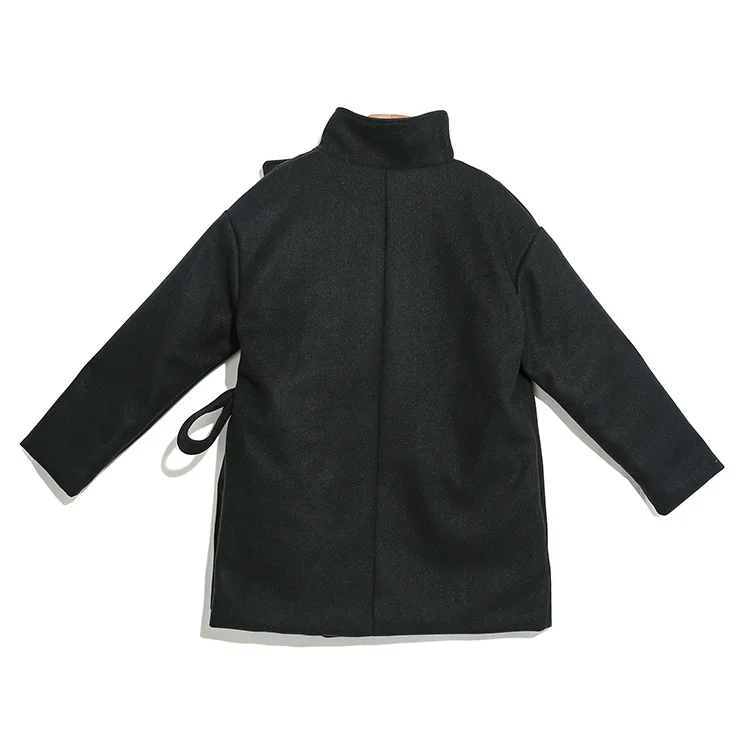 Новинка, корейский стиль, однотонная черная зимняя куртка, пояса для пальто, водолазка, толстая, теплая, для девушек, уникальное, стильное пальто, верхняя одежда J273