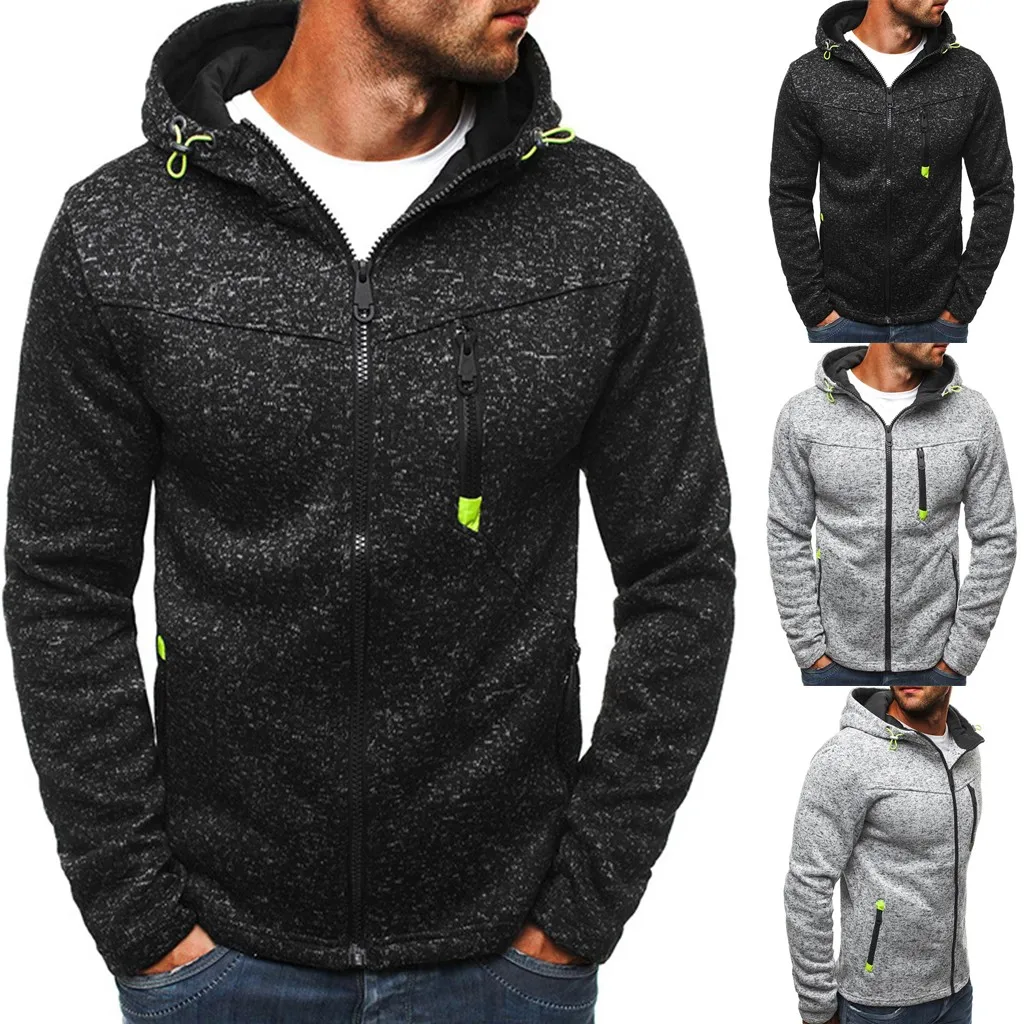 Men Sports Casual Wear Zipper Fashion Tide Jacquard Hoodies Fleece Jacket Fall Sweatshirts Autumn Winter Coat