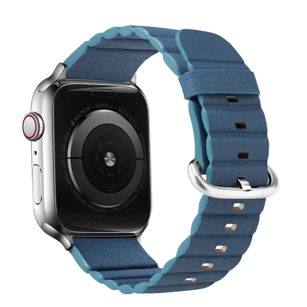 blue Кожаный ремешок-петля для Apple watch band 5 4 44 мм 40 мм Iwatch correa 3 2 1 42 мм 38 мм ремешок для часов браслет наручные Аксессуары для Iwatch - Цвет ремешка: blue