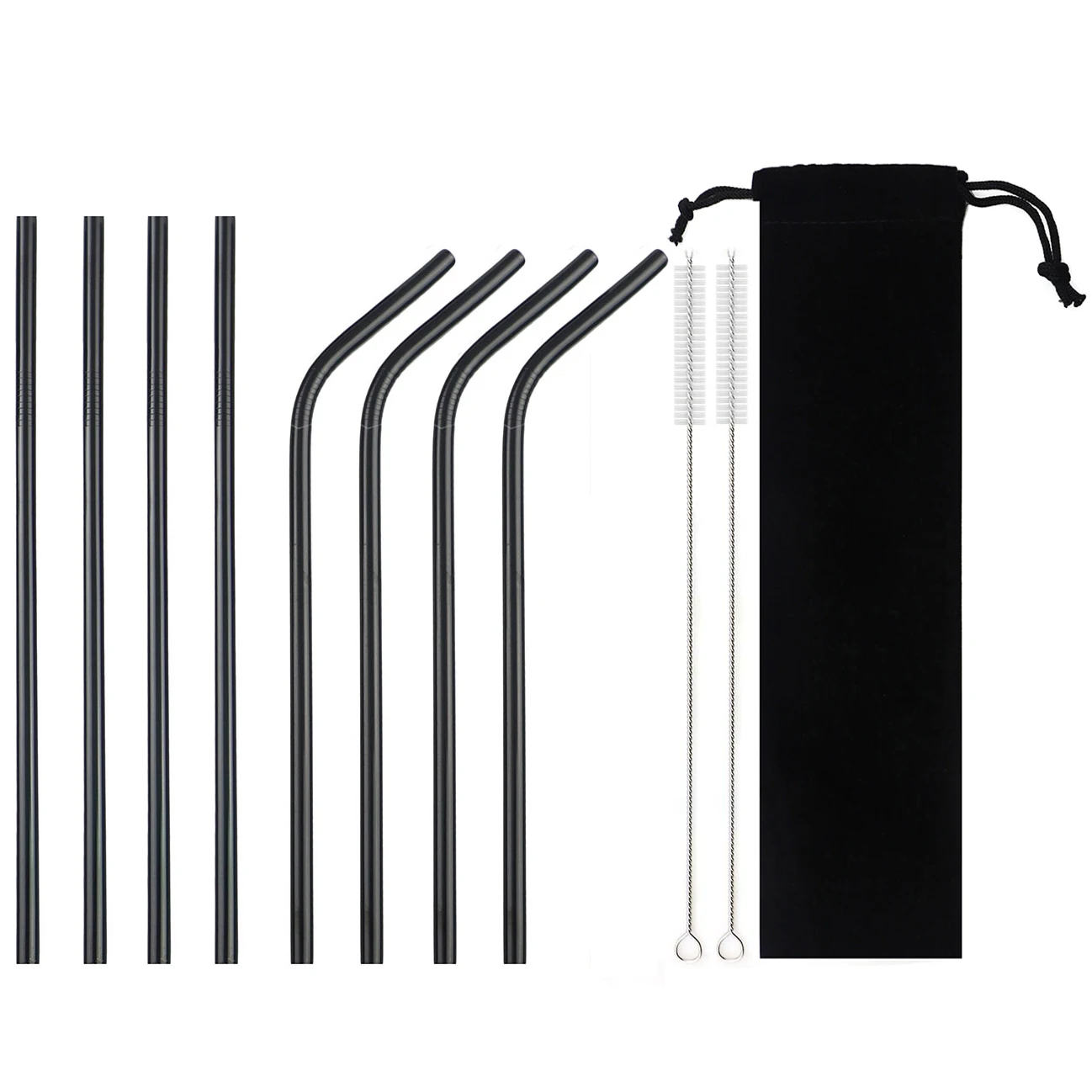 11pcs black Многоразовая соломинка из нержавеющей стали 18/10, набор соломинок высокого качества, металлическая красочная соломинка с чистящей щеткой, вечерние аксессуары - Цвет: 11pcs black