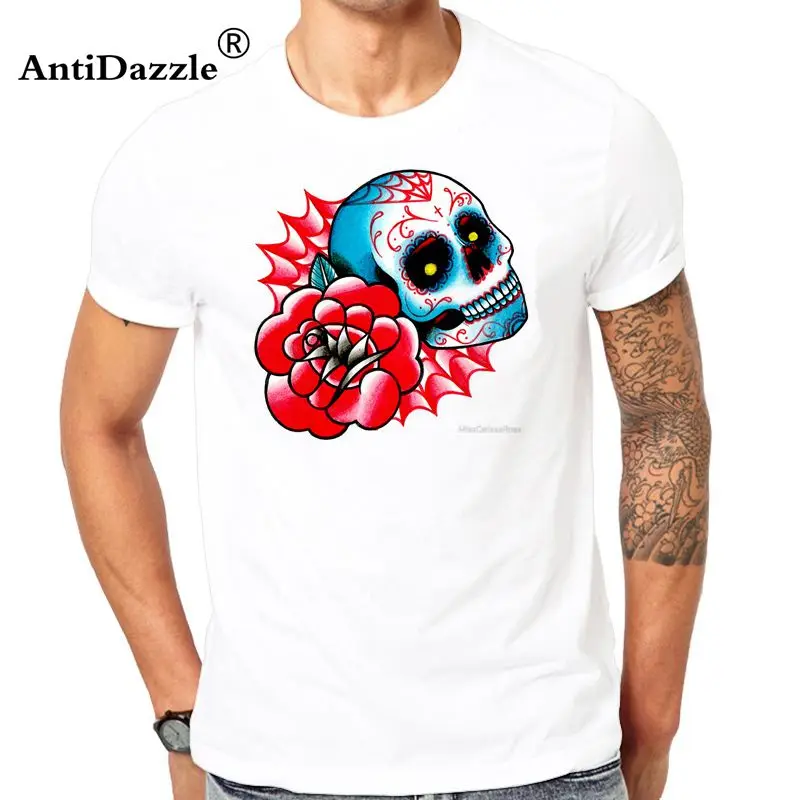Antidazzle старой школы сахарный череп и роза татуировки флэш мужские женские