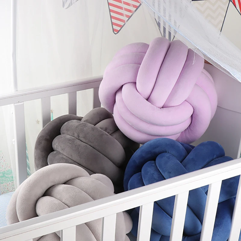 Детская кроватка в форме баба, круглая подушка с узелком, тканевые подушки для маленьких мальчиков и девочек, декоративные подушки для комнаты