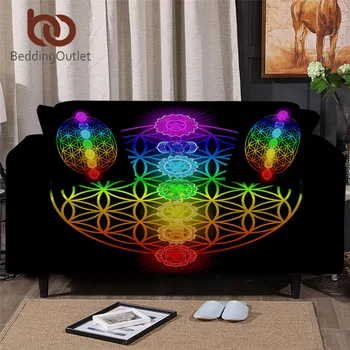 

BeddingOutlet Chakra Stretch Sofa Cover Zen Theme Slipcover Sofa Colorful Armchair Cover Flower of Life Couch Cover capa sofa