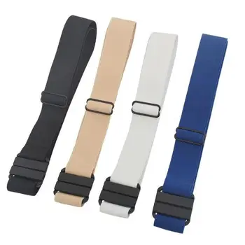 

New Design Belt Unisex Solid Adjustable Stretch Belt No Show Flat Buckle Non-slip Backing Fashion Simple Elastic Belt