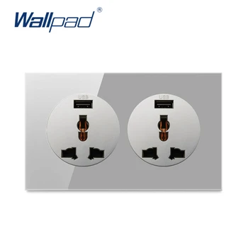 

Wallpad 2 USB Multifunction Wall Power Socket Outlet Crystal Glass Panel Grounded With Child Protective Lock