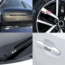 4PCS Car Door Handle Wheel Rim Decor Decals Body Sticker For Audi Sline Quattro A1 A3 A4 A8 Q1 Q3 Q5 TT B5 8P 8V 8L C6 C5 C7 4F