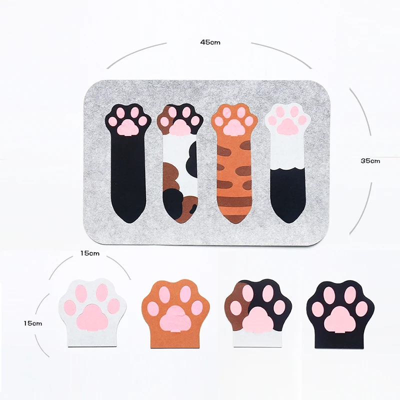 Creative Felt Coasters Cat Claw Absorbent Placemat Animal Style Soft Insulation Cup/Mug Tea Coaster Desktop Decor 5pcs