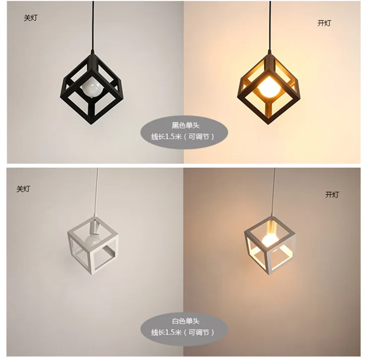Квадратное железо Droplight ретро простые ресторанные люстры железное искусство кофе промышленная люстра