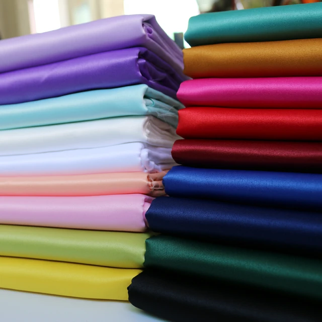 1 Yard*150cm Thick Plain Dyed Polyester Satin Lining Fabric Heavy