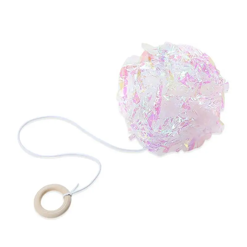 

Cat Toys Kitten Crinkle Ball For Pet Kitten Interactive Sound Ring Playing Balls Cat Ball Toy With Ring Funny Pet Supplies