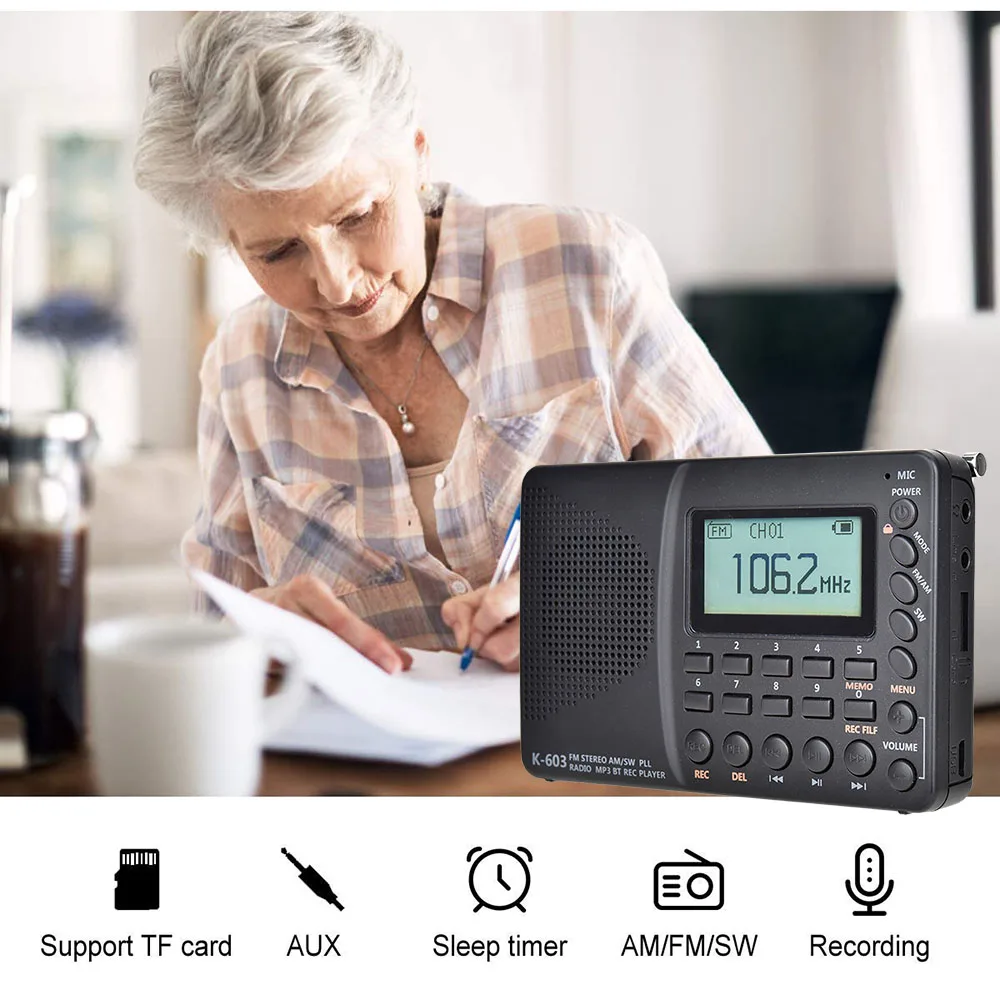 FM AM SW радио портативный MP3 цифровой карманный REC рекордер Поддержка Micro TF карта