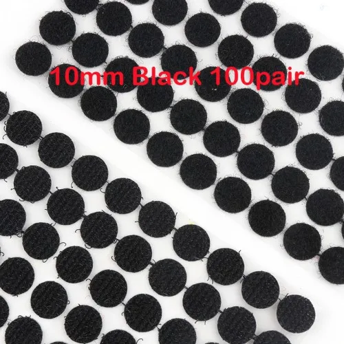 10mm black 100pairs 100 пар 10/15 мм самоклеящаяся крепежная лента липучками наклейки "точки" крюк и петля Волшебная Стикеры нейлон липучками клей Boob лента - Цвет: 10mm black 100pairs