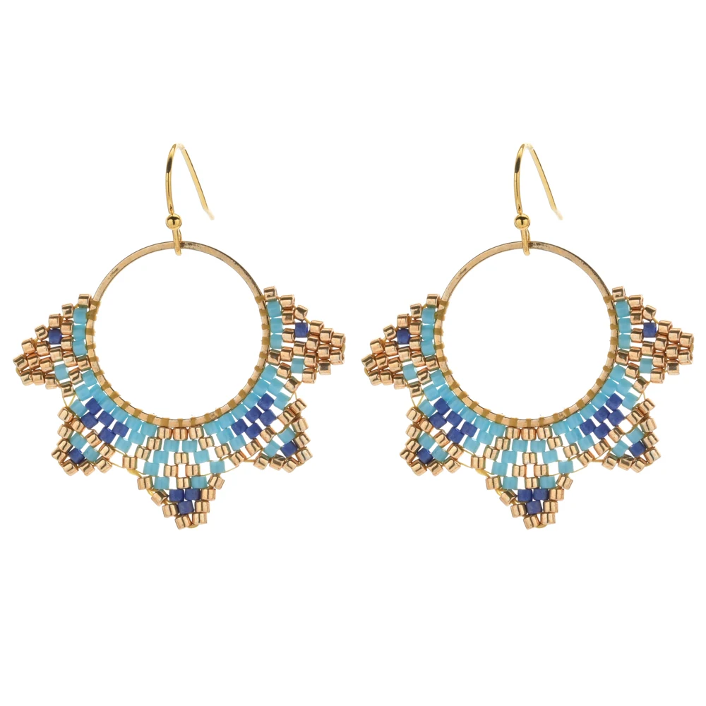 ZMZY Chic Bloom Flower Bohemian MIYUKI Beads Drop Earrings for Women Boho Handmade Cute Statement Jewelry Gifts Brincos