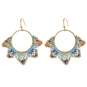 ZMZY Chic Bloom Flower Bohemian MIYUKI Beads Drop Earrings for Women Boho Handmade Cute Statement Jewelry Gifts Brincos