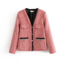 Западный стиль Ранняя осень стиль женское платье универсальный для похудения французский твид изящный приталенный костюм пальто