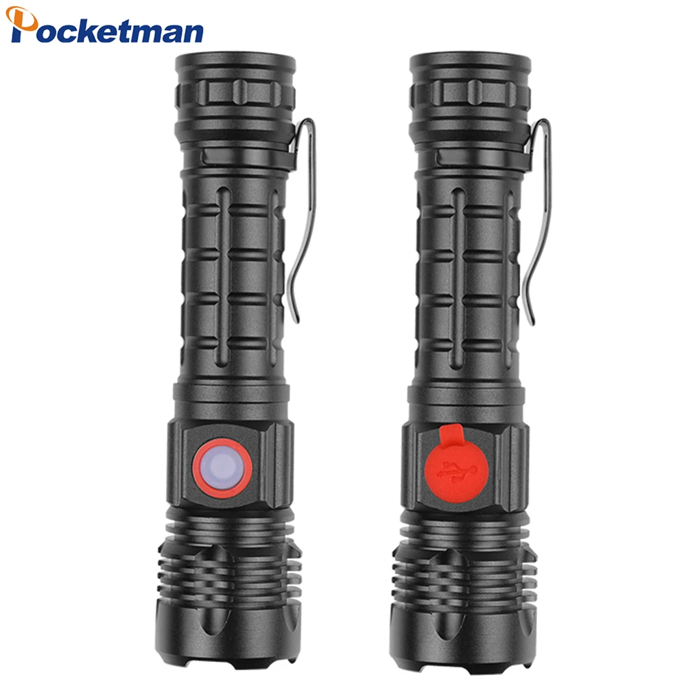 Pocketman XHP50 LED Flashlights Aluminum Alloy Waterproof Torch USB