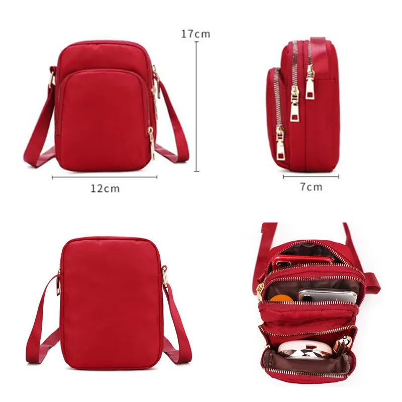 Women Handbags Crossbody Bags Fashion Women Crossbody Zipper Mobile Phone Shoulder Bag Lady Female Multifunction Handbag Wrist Purse