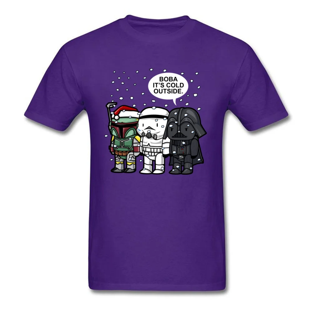 Мужские футболки Boba Fett It's Cold внешняя футболка Звездные войны Зима идет модная Рождественская Футболка Дарт Вейдер хлопковые футболки - Цвет: Purple