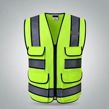

New 2020Sports Reflective Vest High Visibility Multi Pocket Safety Gear Outdoor Protector Tank Top Construction Site Outer Wear4