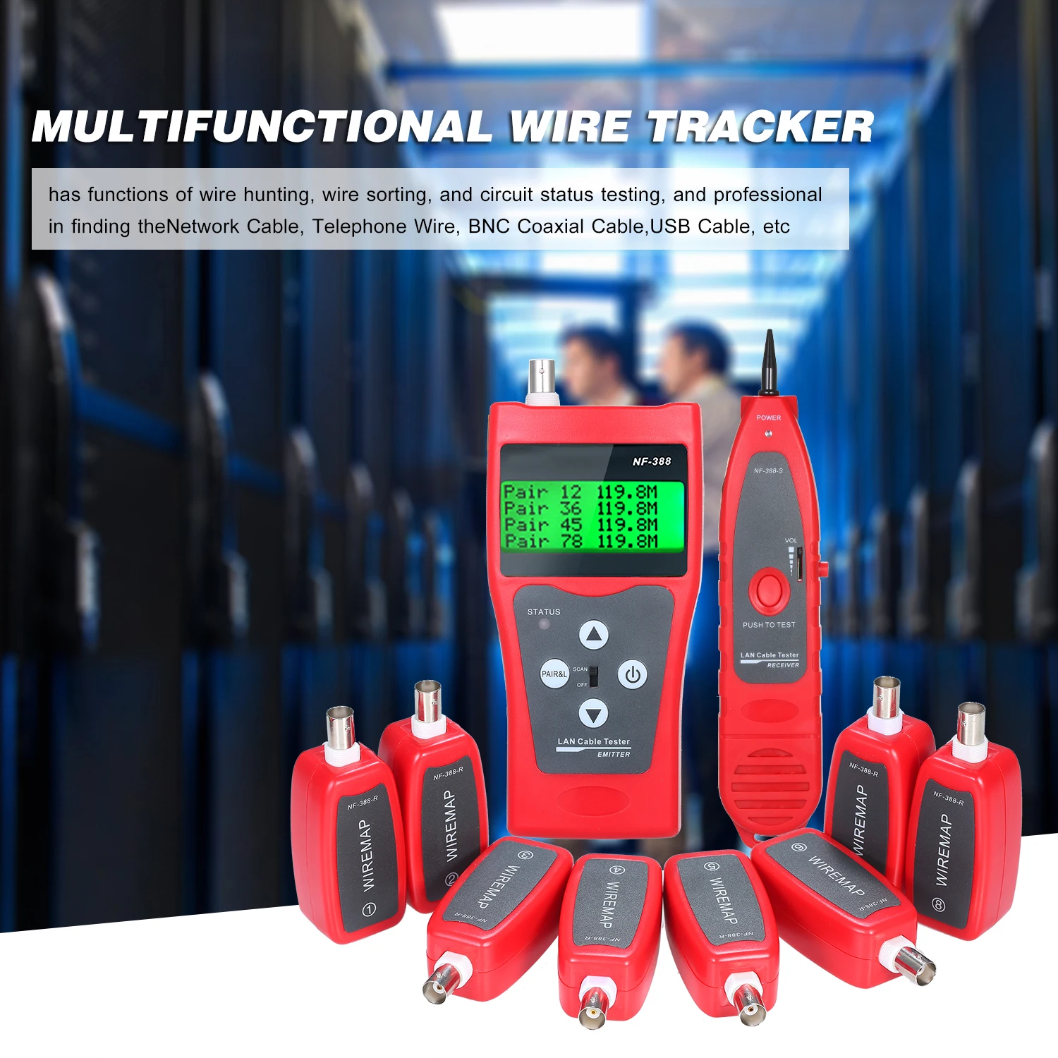 Многофункциональный ЖК тестер сетевого кабеля RJ11 RJ45 BNC длина провода Finder линия LAN