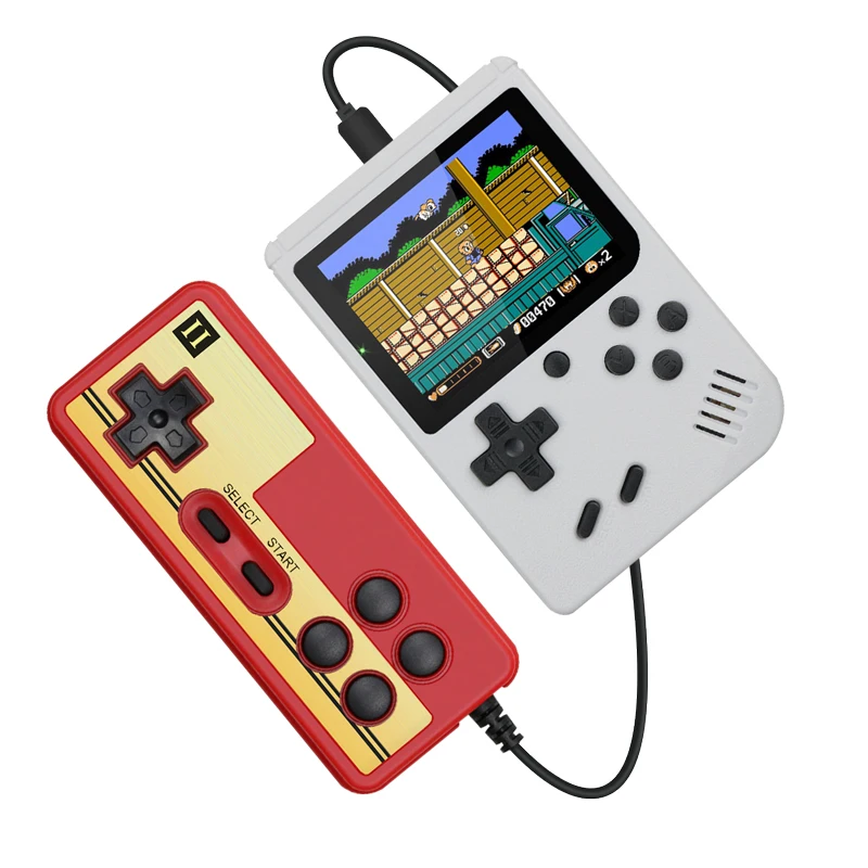 White with gamepad Ретро портативная мини портативная игровая консоль 1020 мАч батарея 3,0 дюймов цветной ЖК-дисплей Детский Цветной игровой плеер встроенный 400 игр - Цвет: White with gamepad