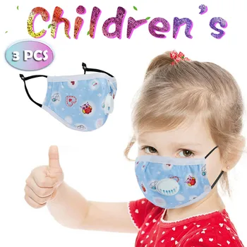 

3PC Child print cute Face Mask Adjustment Windproof Anti Dust PM2.5 Mouth Mask Breathable Valve Exhaust Sunscreen outdoor masque