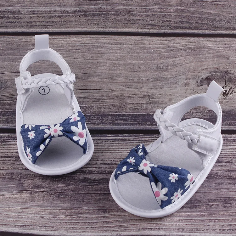 

New Baby Boy Kids Lace Bow Canvas First Walkers Crib Bebe Newborn Infant Summer Sandals Shoes Cute Princess Soft Sole Shoes