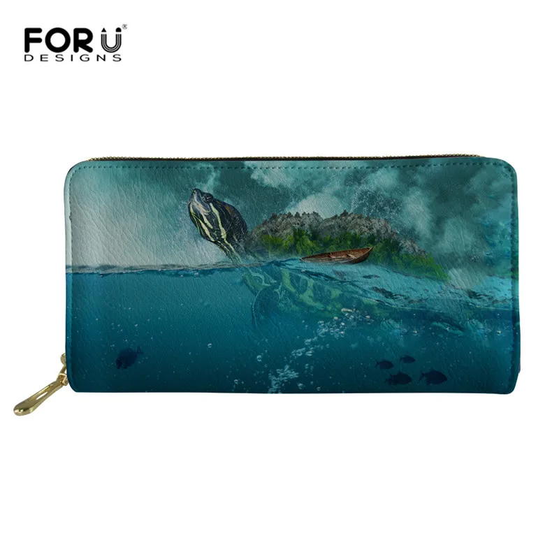 FORUDESIGNS/Черепаха Для женщин кошельки на молнии дамские кошелки Портмоне кошелек, карт-холдер кожаный бренд женщина-кошка кошелек Moneybags