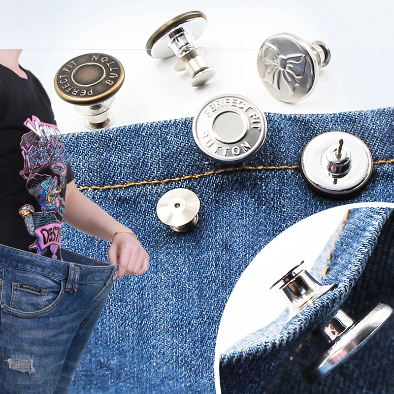 Botones para vaqueros desmontables ajustables Retro, hebilla sin para cintura delgada, DIY, accesorios de ropa, 5 - AliExpress
