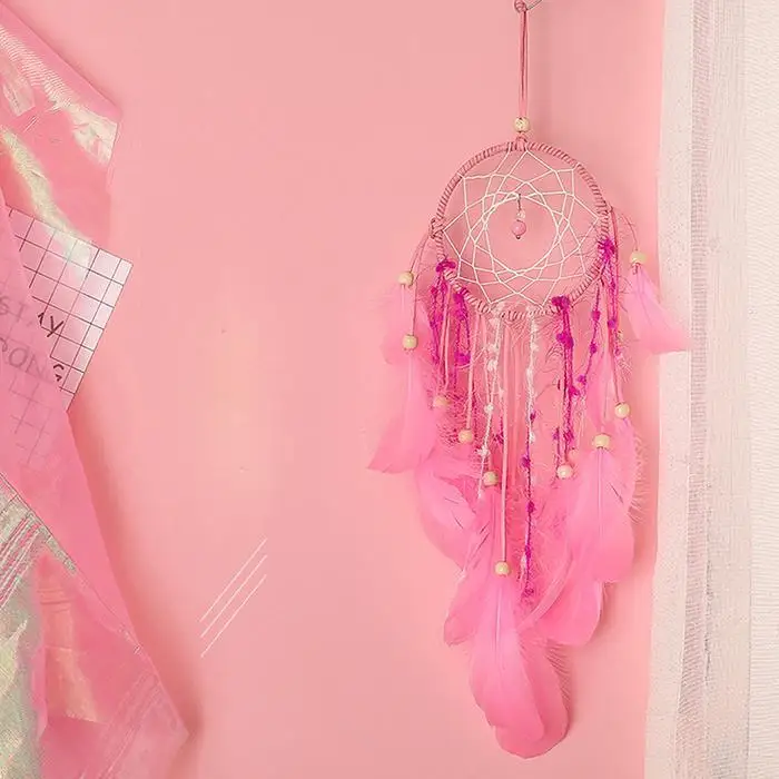 Car Mini Dream Catcher Accessory Interior For Girls Feather Mirror Hanging Pendant In Auto Ethnic Home Decor Lucky Car With Ligh