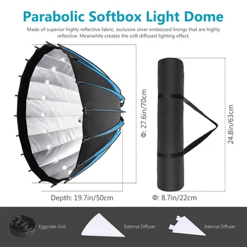 

Neewer 27-inch Hexadecagon Parabolic Softbox Grid Portable Softbox for LED Studio Flash Bowens Mount Studio Umbrella Diffuser