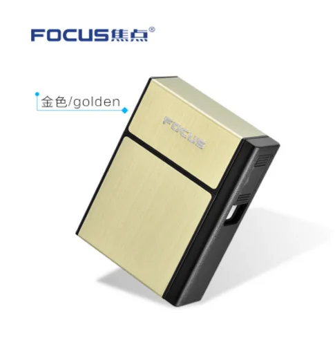 Абсолютно держатель Ciagrette коробка со съемной электронная USB Зажигалка Беспламенное ветрозащитное табачный чехол для сигарет Зажигалка r60 - Цвет: Golden