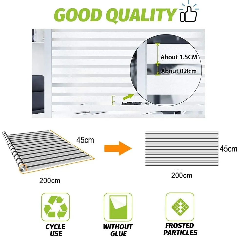YaJing Window Film Privacy Frosted Window Sticker Self Adhesive No Glue Film Vinyl Static Cling Door Glass for Home Office