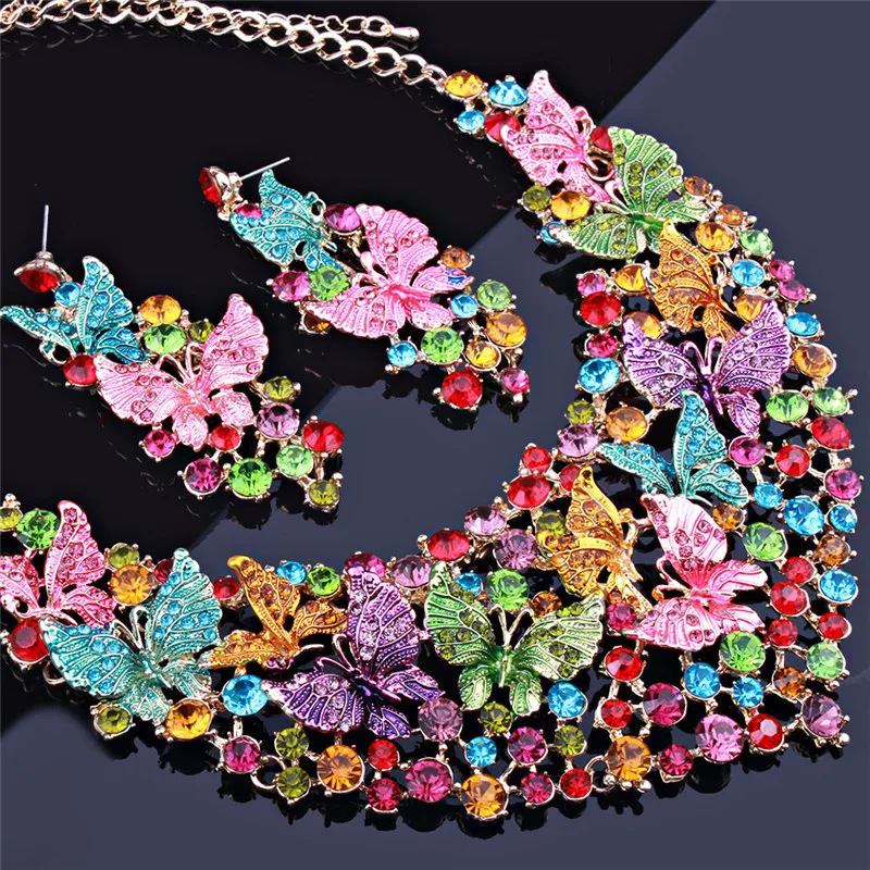 Attractive Butterfly Design Full Crystal Multi Layer Jewelry Set 4