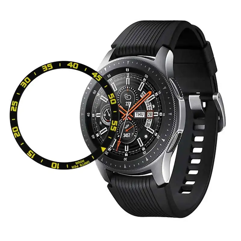 black-yellow time 4 Металлический внешний край стиль для samsung galaxy watch 46 мм/42 мм gear S3 Frontier/классический спортивный чехол Аксессуары для часов 20 мм 22 мм - Цвет: black-yellow time 4
