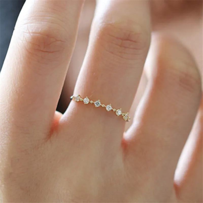 Silver Rings Silver Ring Gold Plated Rings Wedding Rings Gold Plated Silver Ring Silver Plated Ring 925 Sterling Silver Plating 14k Gold Fashion Simple Pav&eacute; Diamond Ring Women Exquisite Sweet Wedding Jewelry Accessories