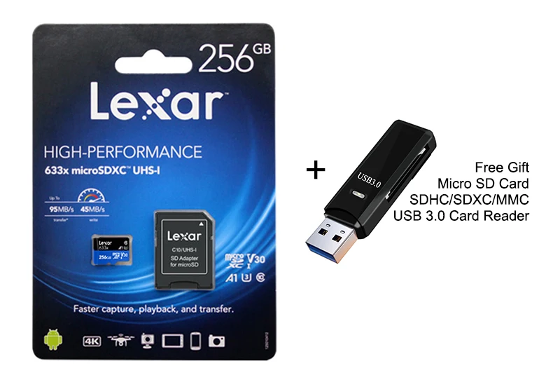 Lexar 100 МБ/с./с 512 Гб Micro SD карта 32 Гб 64 Гб 128 ГБ 256 ГБ SDXC/SDHC флэш-карта памяти Micro TF карта для Gopro/DJI/nintendo переключатель