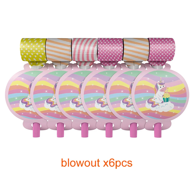 blowout x6pcs Радужный Единорог вечерние украшения одноразовая посуда Набор тарелка соломенная гирлянда для дня рождения украшения Дети взрослый ребенок душ - Цвет: blowout x6pcs