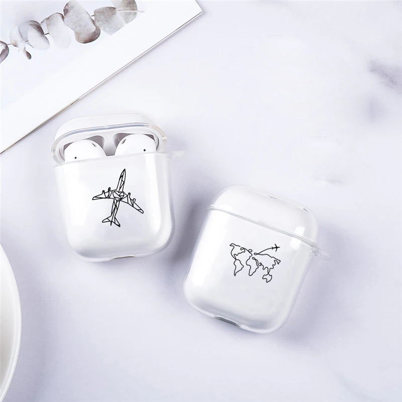 Мягкий чехол для наушников с картой мира планетой Apple Airpods 1/2 защитный прозрачный