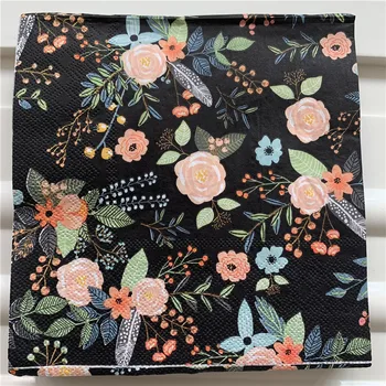 

Decoupage wedding servilletas vintage napkins paper elegant balck tissue flower birthday party beautiful towel decor 20 3-ply