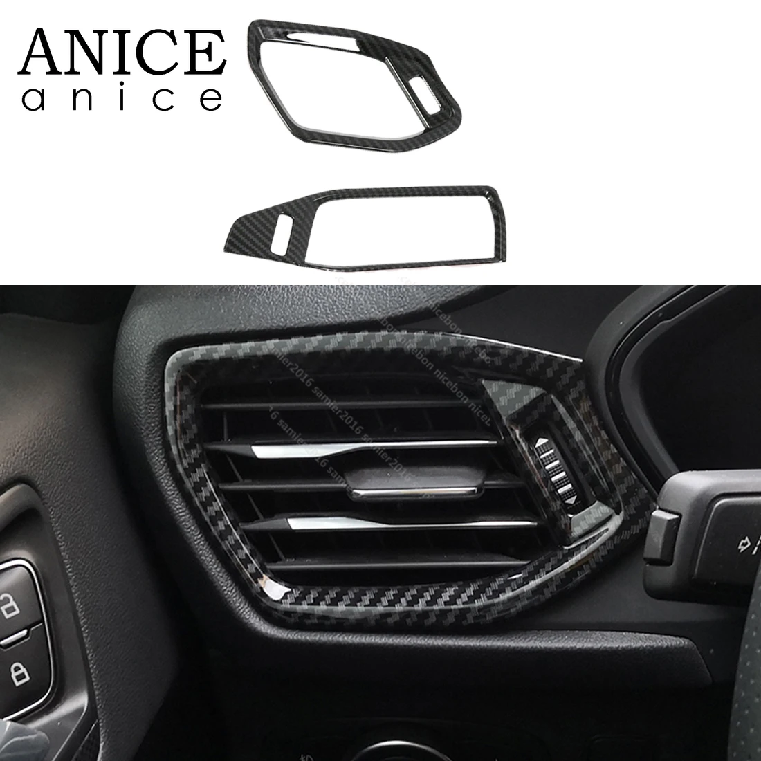 

Fit For Ford Focus 2019 Carbon fiber color ABS Interior dashboard air conditioner vent Trim 2PCS