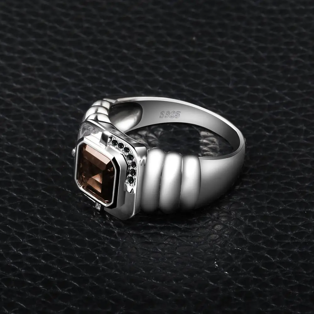 Jewelrypalace Мужская природный дымчатый кварц черная шпинель кольцо на свадебный Юбилей 925 пробы серебро