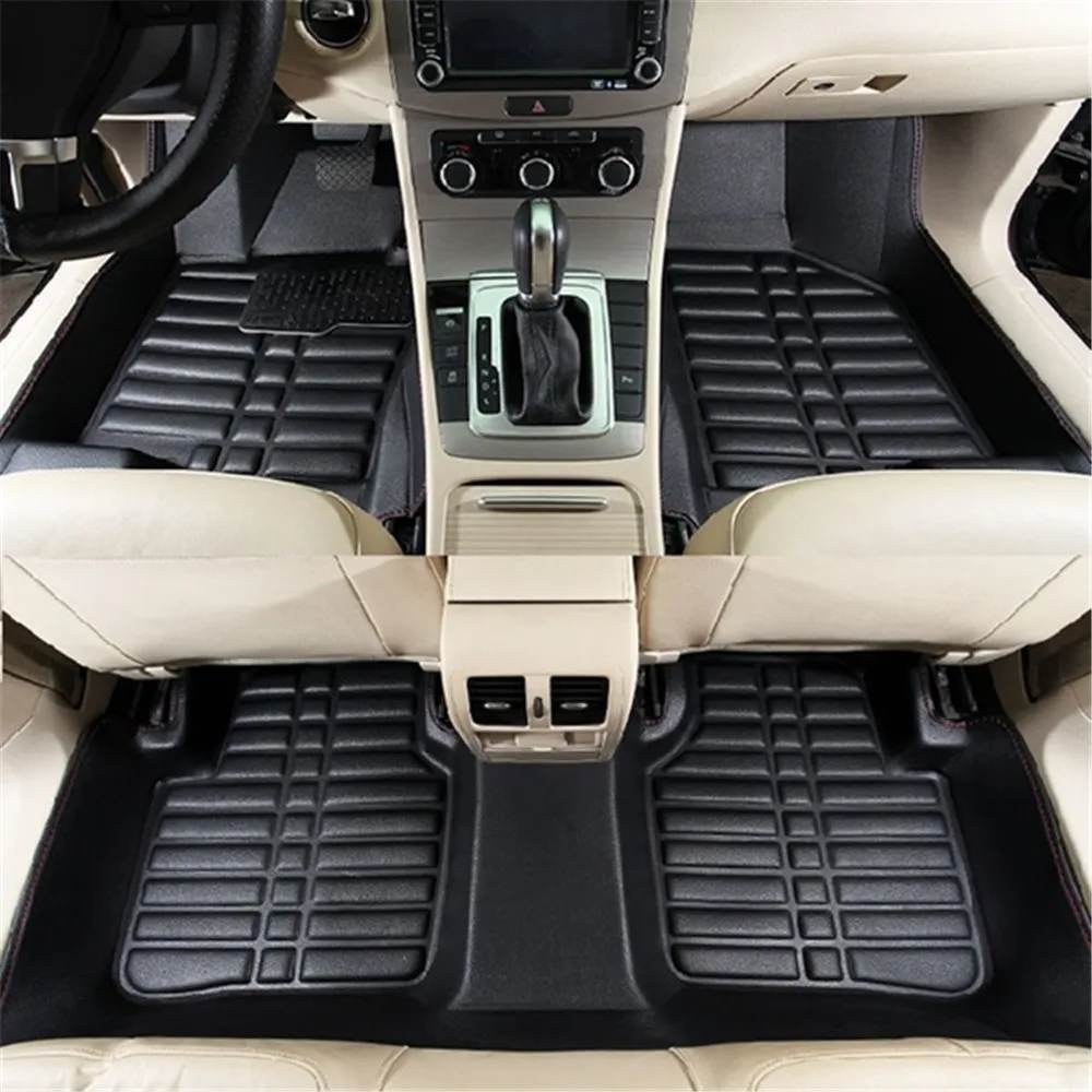 5pcs Car Floor Mats Black Leather Universal Auto Car Floor Mats Front Rear Liner Weather Set Waterproof  Car Accessories Styling
