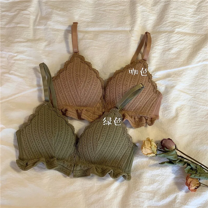 

Photo Shoot 2020 Spring WOMEN'S Dress Front Buckle Non-Steel Ring Underwear Regulation Type GIRL'S Small Bust Gathering Sexy Bra