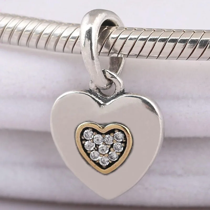 

Новинка, подвеска из стерлингового серебра 925 пробы в двух тонах, искусственная Бриллиантовая подвеска из бисера, подходит для оригинального браслета, ожерелья, ювелирных изделий своими руками