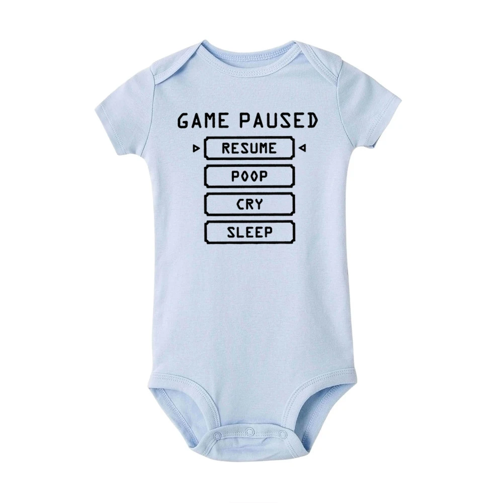 Игра на паузу летняя модная одежда для новорожденных BabyRomper Одежда футболка