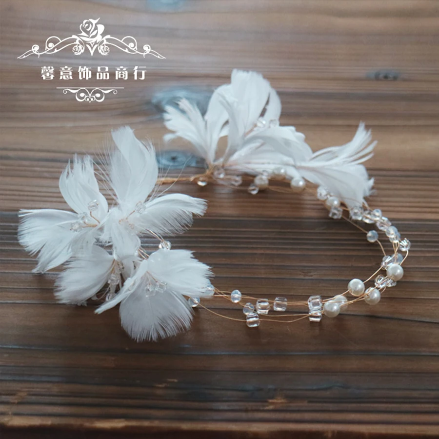 1 шт. венок на голову для волос Bridal'hair Corolla, корона, перо, цветочный цветок, свадебный головной убор для волос, украшения, ювелирные аксессуары